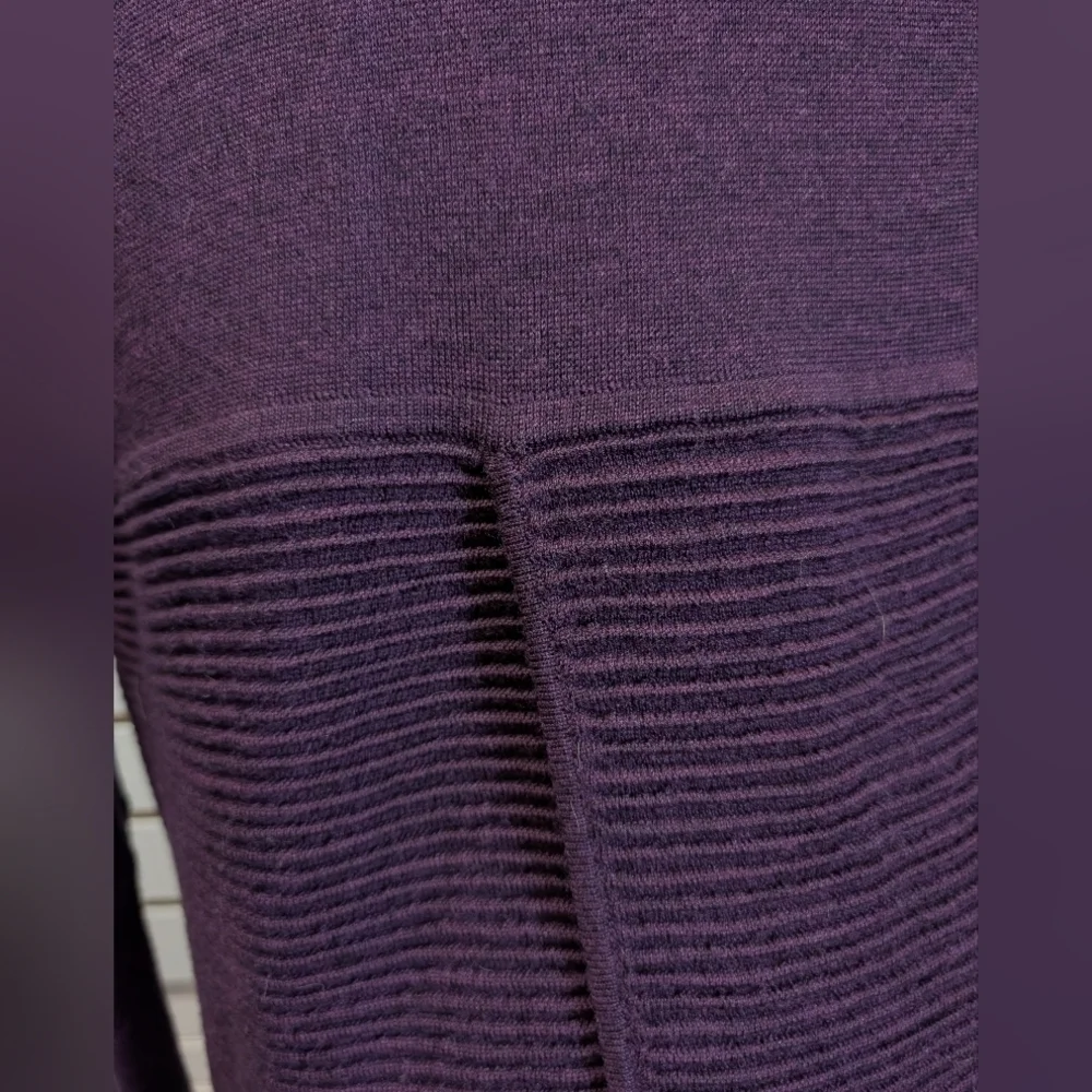 Lululemon Size 4 Merino Wool Cardigan Sweater Sit In Lotus Wrap II Black Cherry
